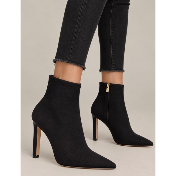 Good American Shoes - Good American Cinder-Ella Black Scuba Pointed Toe Stiletto Bootie Size 5.5 NEW